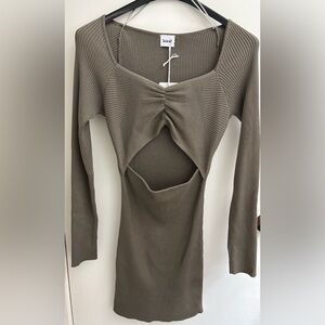 Olive Ribbed Knit Dress